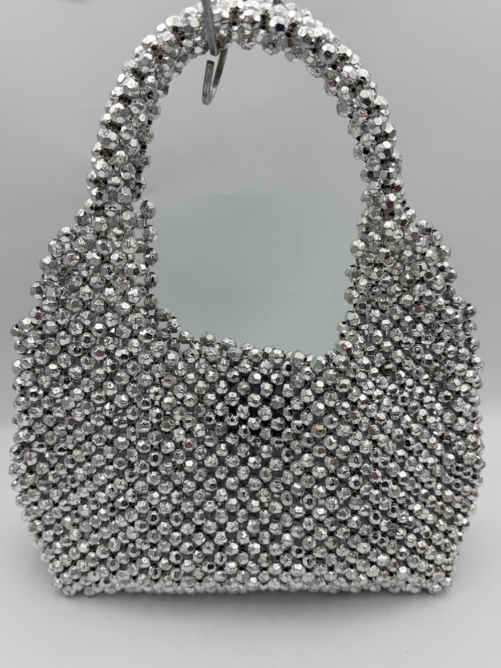 A New Day Sparkling Silver Beaded Handbag
